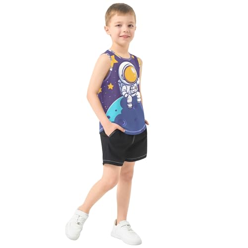 Boys' Tank Top Shirt Astronaut Reaching for The Stars Sleeveless T-Shirts4