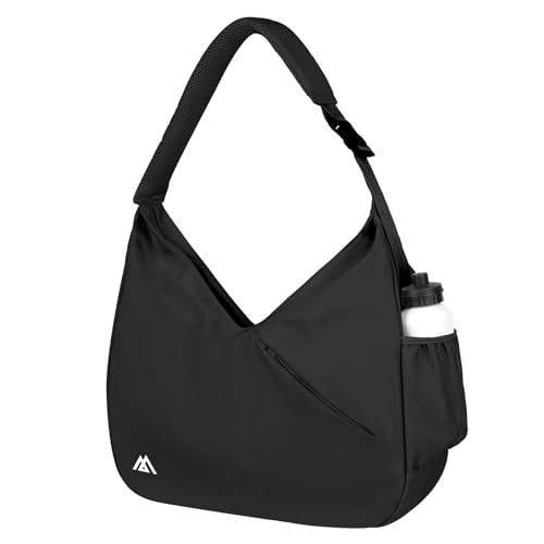 Flintronic Bolsa Deporte y Yoga con Esterilla, Compartimento para Zapatos y Bolsillo Húmedo, Deportiva para Viaje y Gimnasio Negro