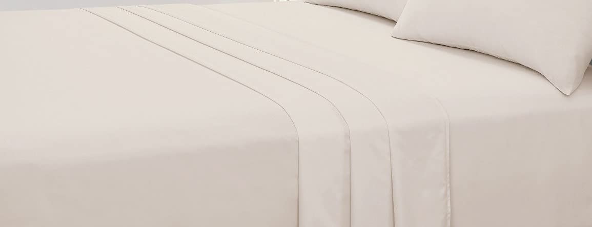 180 Thread Count 100% Pure Soft And Luxurious Plain Dyed Percale Flat Sheet Hotel Quality Bedding Flat Sheet (Mocha, Single: 180 x 260cm) — image 1