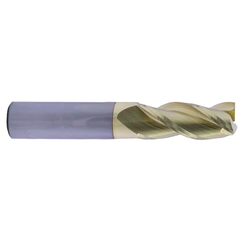 Image of BestParts 1 /2 inch 3 Flute Solid Carbide End Mill for Aluminum - ZrN Coated | 37 Degree Helix, 1 /2 inch Cutting Diameter, 1 /2 inch Shank Diameter, 1-1 /4 inch Length of Cut, 3 inch Overall Length, Square End