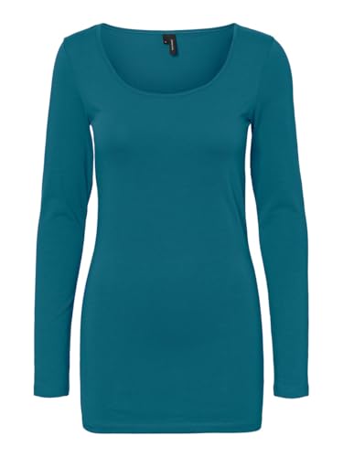 VERO MODA Damen VMMAXI My LS Soft Long U-Neck 2PACK Langarm Shirt, Festival Fuchsia/Ocean Depths, L