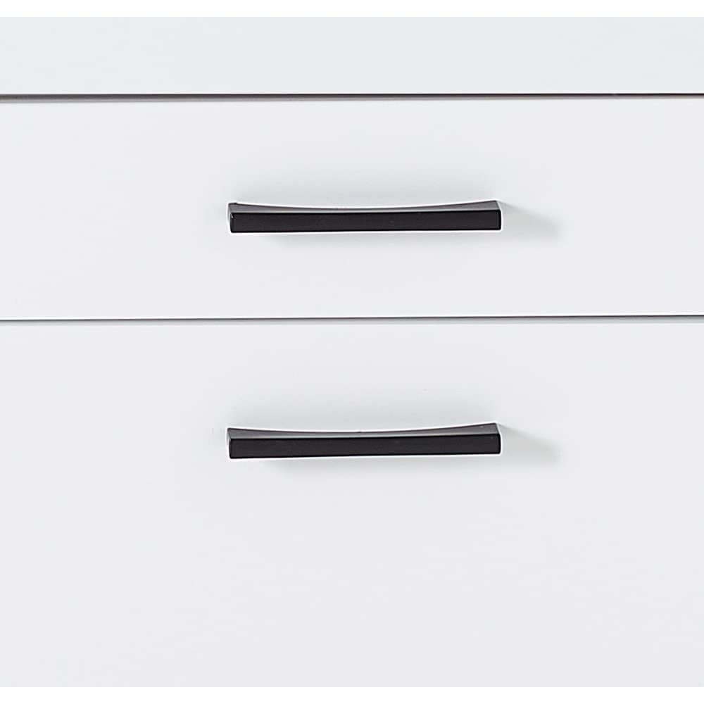 Lomadox Sekretär in weiß, Klapptür mit Türdämpfung, Drehtüren mit Softclose-Funktion, Griffe in schwarz, B/H/T ca. 98/124/42 cm