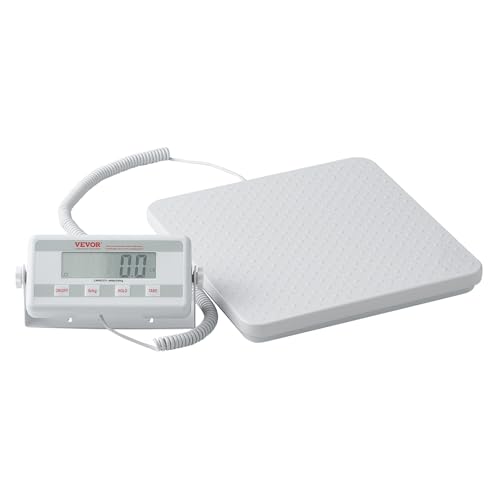 VEVOR Báscula Médica Portátil Profesional para Pesar, con Plataforma Antideslizante, 2 Unidades, Función de Retención y Tara, para Gimnasio, Hogar, Hospital, Carga 200 kg, 300 x 300 x 35 mm, Blanco