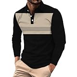  Polo à manches longues pour homme - Coupe droite - Col polo - Pour les vacances, les loisirs, l\'automne/hiver, beige, XL