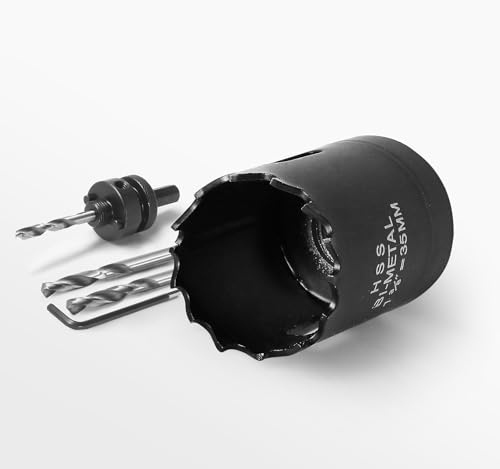 Image of 1-3 /8 Inch Hole Saw with 1 /2 inch Triangle Shank Quick Change Arbor, JTemgle Bi-Metal Hole Saw Heavy Duty Hole Cutting Tool for Cornhole Boards, Recessed Lights, Wood, Plastic, Drywall & Soft Metal