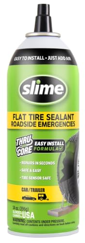 Image of Slime 60186 Flat Tire Puncture Repair Sealant, Emergency Repair for Highway Vehicles, Suitable for Cars /Trailers, Non-Toxic, eco-Friendly, 14oz