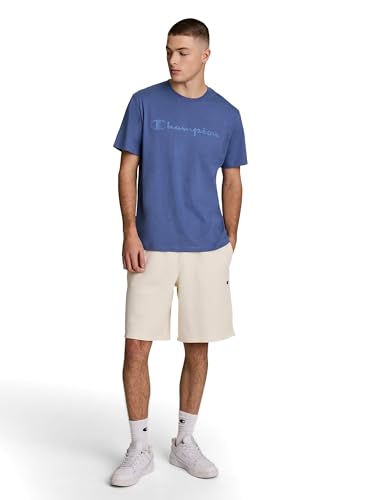 Image of Champion Men's Graphic Short Sleeve T-Shirt, Standard Fit, Tonal Script Logo, Midweight 100% Cotton