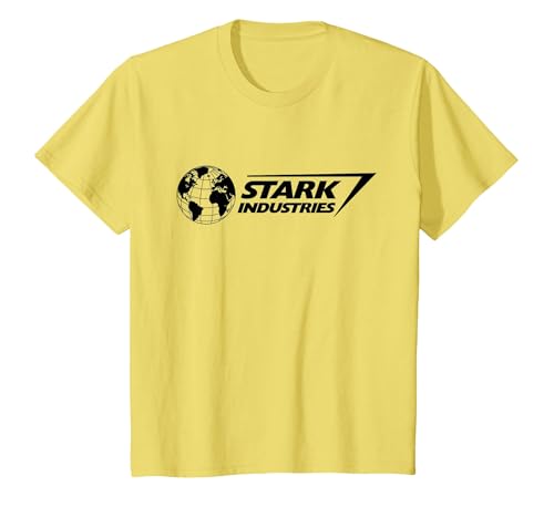 Marvel Iron Man Stark Industries Logo Black T-Shirt, Youth, Lemon Yellow, Small