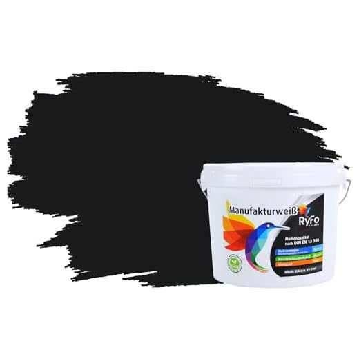 RyFo Colors Bunte Wandfarbe Manufakturweiß Schwarz 3l - weitere Grau Farbtöne und Größen erhältlich, Deckkraft Klasse 1, Nassabrieb Klasse 1