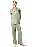 AW BRIDAL Women'S Silk Satin Pajama Sets Button Down Pajamas, 2 Piece Pajama Set Postpartum Loungewear Sleepwear Summer Pajamas for Women 2024, Bridal Shower Gifts Bridesmaid Pj Set, Sage Green,S