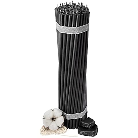 Diveevo Ritual Candles Beeswax Candles Black Pack of 35 Length 29.5 cm Diameter 8.5 mm Burn Time 150 Min; Natural, Drip Free, Smokeless Thin Church Quality Made from Beeswax No. 30 Cover