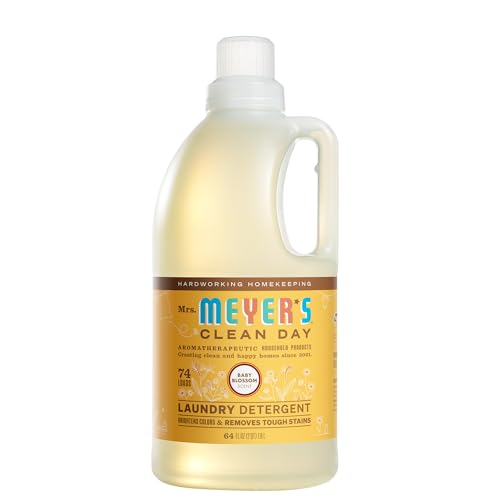 MRS. MEYER'S CLEAN DAY Baby Laundry Detergent Liquid, Infused with Essential Oils, Baby Blossom, 64oz (64 Loads)