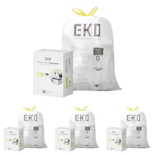 Image of EKO 20 Gallon Extra-Strong XL Tall Kitchen Trash Bags, Code G, 110 Count (Pack of 4)
