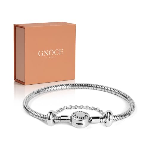 GNOCE Charm-Armband aus Edelstahl mit Sicherheitsverschluss Geschenk für Damen (7.5in/19cm)