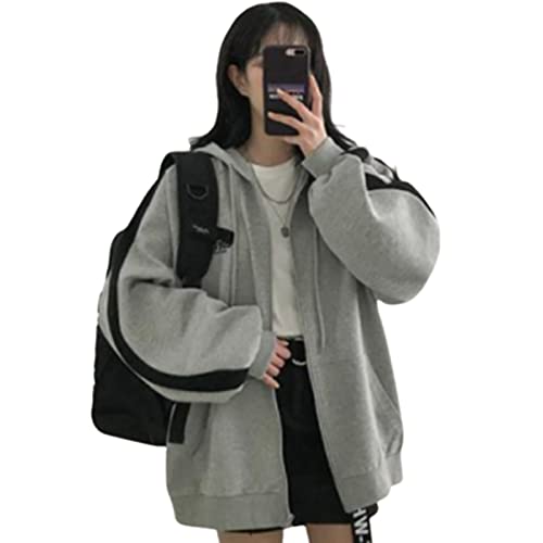 Fashion Hoodie Women Harajuku Streetwear Kawaii Oversized Zip Sweatshirt Clothes Korean Long Sleeve Top