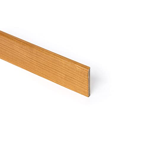 TWE - Tucci Wood Essence Rodapiés de madera Tanganika para interiores, fabricado en Italia, resistente a los lavados. Dimensiones: 10 x 70 x 2400 mm. Rodapiés de madera teñida natural. Paquete de 1