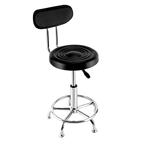 Ficwzw Drafting Swivel Chair, Round Rolling Stool Chair, Adjustable Foot Rest Rolling Stool, Multi-Purpose Office Desk Chair, with Back Support and Adjustable Footrest, for Home Bar Kitchen Shop