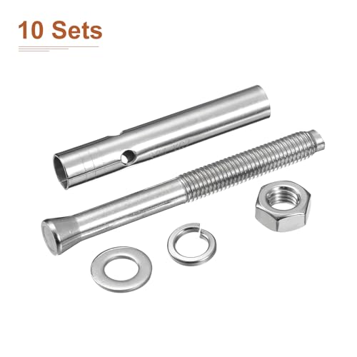 Image of DTGN M10 x 100 Expansion Bolts - 10Pack- Good for Concrete Dry Brick Block Walls - 304 Stainless Steel - Silver