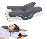 Premium Nackenkissen aus Memory Foam – Ergonomisches Kopfkissen für Seitenschläfer & Rückenschläfer, gegen Nackenschmerzen & Schnarchen, mit atmungsaktivem, maschinenwaschbarem Bezug (Grau)