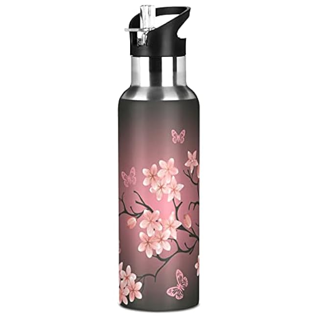 ALAZA Fire Rainbow Dragon Water Bottle with Straw Lid Vacuum Insulated Stainless Steel Thermo Flask Water Bottle 20oz