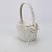 Micromall 2pcs Satin Rose Ribbon Flower Girl Basket for Wedding Party Ivory White