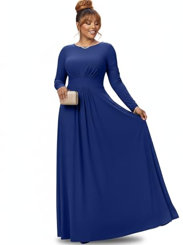 Image of KOH KOH Womens Long Sleeve Flowy Empire Waist Fall Winter Maxi Dress Gown