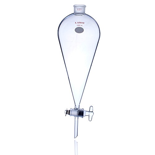 Laboy Glass Conical Separatory Funnel 1000ml With 27# Joint At Top & 4mm Glass Stopcock