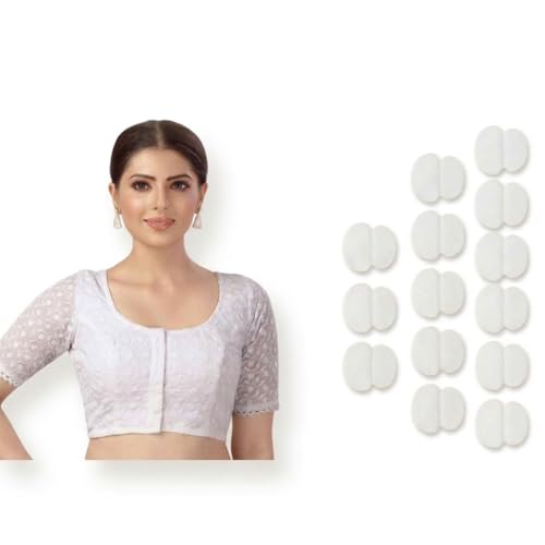 Image of Studio Shringaar Women's Cotton Half Sleeves Chikankari Saree Blouse