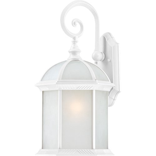 Nuvo Lighting 60/4987 Boxwood Energy Saving One Light Large Wall Lantern/Arm Down Bulb Included Frosted Glass White Outdoor Fixture