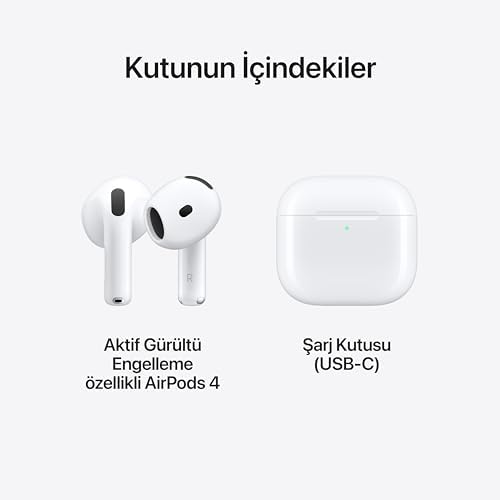 Apple AirPods 4.Nesil ANC Kablosuz Kulaklık, Bluetooth Kulaklık, Aktif Gürültü Engelleme, Adaptif Ses, Şeffaf Mod, Kişiselleştirilmiş Uzamsal Ses, USB-C Şarj Kutusu, Kablosuz Şarj, H2 Çip - Görsel 6