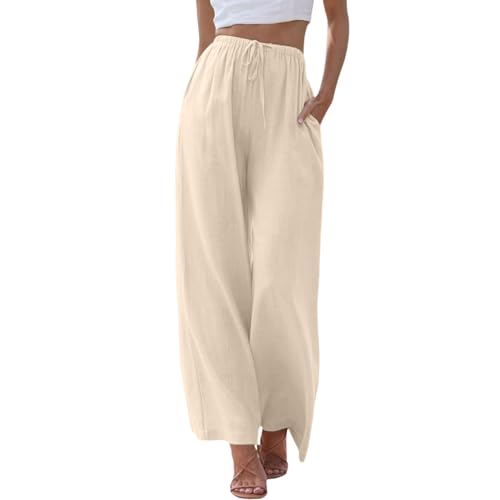 Pantalones Yoga para Embarazo Pantalones de Talle Alto con Piernas Anchas para Mujer, Moda, Cordón Elástico, Cómodo, Pierna Recta, Largo con Bolsillos Leggings Térmicos Esquí, beige, M