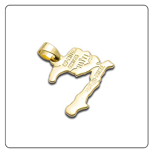 Hip Hop Plated 18K Gold Haiti Map Tag Pendant Necklace2