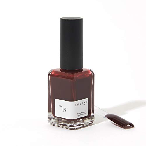 Sundays Non-Toxic Nail Polish, Glossy Shine Finish. No.19: Burgundy Red, Long Lasting, Vegan & Cruelty-Free, 1.7 oz