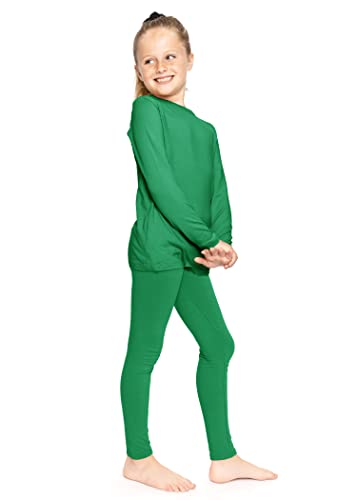 Image of STRETCH IS COMFORT Girls 2 Piece Hoodie Short Sleeve Long Sleeve Crew Neck Top and Leggings Set Kids Thermals Underwear Set
