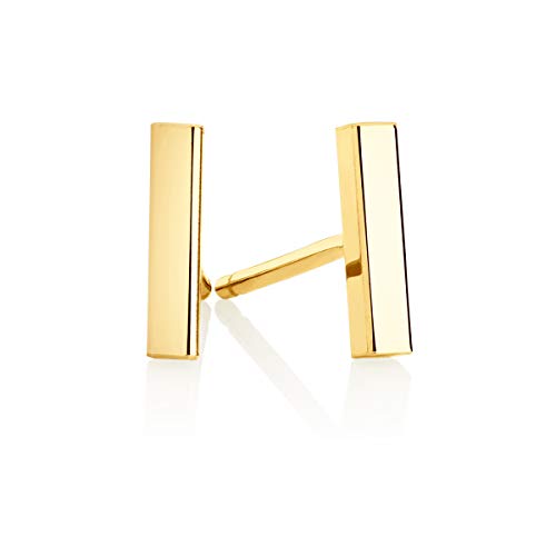 Minimalist 14k Gold Polished Stud Bar Line Stick Earrings, (8.5mm X 2mm) 5