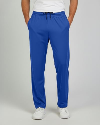 Real Essentials 3 Pack: Men's Mesh Open Bottom Sweatpants Gym Active Athletic Workout Casual Pants with Pockets- Set 4 L - Thumbnail 2