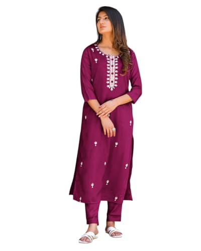 Image of FABNEX Kurta Set for Women | Women Embroidered Kurta Set | Women Kurta Sets Kurtis | Women Kurta Pant Set (K-57-59)