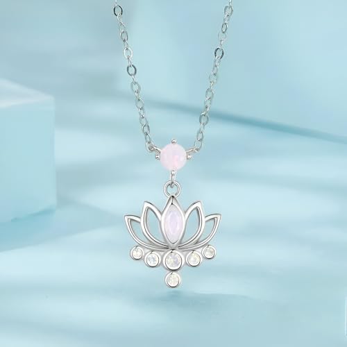 Image of 925 Sterling Silver Lotus Necklace For Women - 14K Gold Filled Lotus Flower Original Pendant Necklaces Lotus Leaf Necklace, Lotus Flower Pendant Necklace, Lotus Flower Necklace
