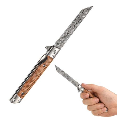 LACHT Juego de cuchillos clásicos para verduras de 1 pieza, cuchillo plegable, navaja de bolsillo delgada, cuchillo de caza multifuncional portátil de acero inoxidable, EDC con clip de bolsillo