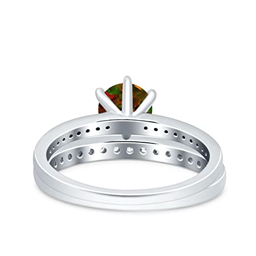 Blue Apple Co. Two Piece Art Deco Wedding Engagement Bridal Ring Round Simulated Cubic Zirconia 925 Sterling Silver3