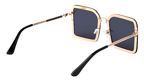 Queens Riveted Large Rimless Square Studded Sunglasses Men Women RH-70823