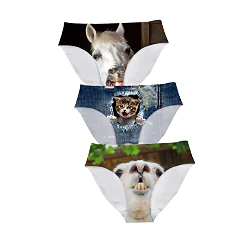 Image of Dellukee Sexy Women Underwear Briefs Breathable Hipster Panty White Alpaca Print