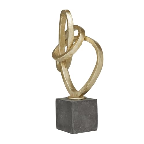 Escultura Decorativa Abstracta Oro con Base Negra 11 x 4 x 17 in miniatura 2
