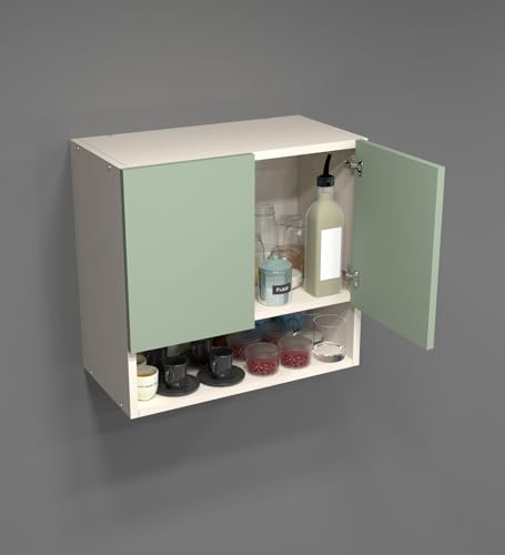 Image of SPECIALITY PANELS 2 Door Mirror Glossy Triple Layered UV Resistant Handless Cabinet Wall Mounted Storage Unit with Space Organizer Cupboard for Kitchen Bathroom Living Room Organizer | DIY Assembly