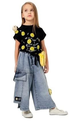 Traje para niña con vaqueros y bolso ideal para el colegio y tardes de parque