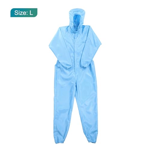 Image of MECCANIXITY ESD Lab Coat Clothing Science One Piece Clothes Elastic Cuff with Hat Hood Wear Uniform Work for Men Women