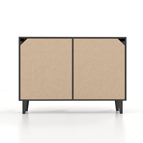 Panana FRSB58ACC Buffet Storage Cabinet With Rattan Decorating 4 Doors Living Room Kitchen Sideboard 48.43 X 34.65 X 15 Inch thumb #9