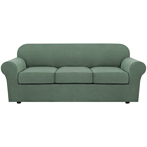 H.VERSAILTEX 4 Piece Stretch Sofa Covers for 3 Cushion Couch Covers for Living Room Furniture...