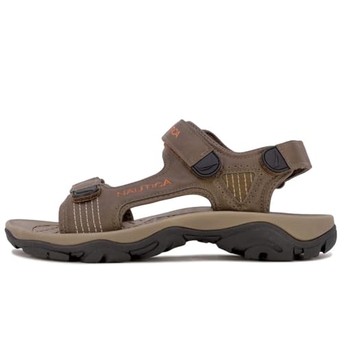 Nautica Men's Sandals, Open Toe Athletic Water Shoes With Strap-Senecca-Brown 1-122