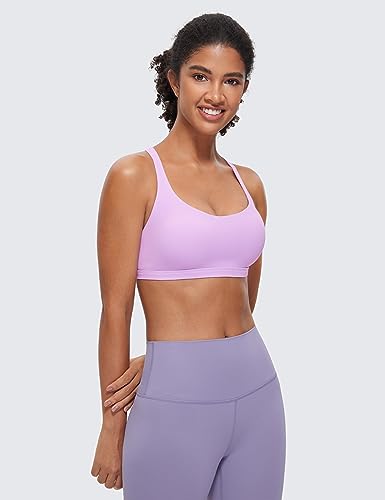 Image of CRZ YOGA Naked Feeling Strappy Sports Bras for Women - Criss Cross Back Wireless Padded Cami Yoga Workout Top